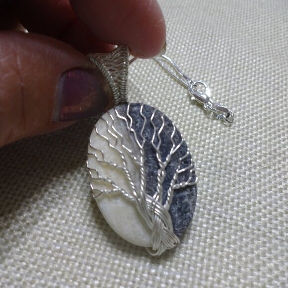 Gorgeous RAW AGATE Handmade Sterling WIRE-WRAPPED TREE Pendant/Chain #292C - Picture 1 of 3